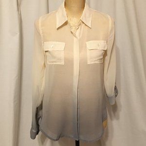 MINE Sheer Ombre' Button-Up Shirt, Roll Tab Sleeve